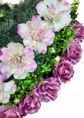 Artificial Sympathy wreath "Heart -shaped" Dahlias & Roses & accessories 55cm x 55cm