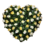 Coroana funerara „Inimă” din trandafiri 80cm x 80cm galben & bej flori artificiale