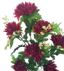 Künstliche Zweig Chrysanthemen x7 75cm Weinrote