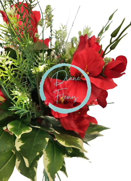 Buchet de trandafiri, gladiole, accesorii Exclusive 53cm flori artificiale