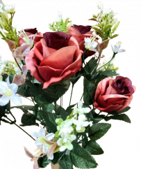 Artificial Roses Bouquet x12 47cm Burgundy