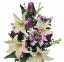 Šopek lilij in vrtnic & dalija x12 47cm krem in vijolična umetna