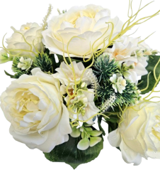 Künstliche Pfingstrosen & Zubehör strauß 48cm Creme