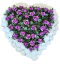 Temetési koszorú "szív" rózsák 80cm x 80cm lila, fehér