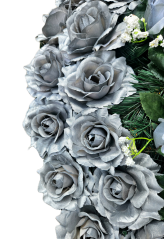 Artificial Wreath Heart Shaped with Roses 80cm x 80cm varnished
