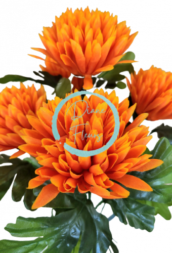 Crizanteme buchet x5 portocaliu 50cm flori artificiale - Cel mai bun preț