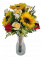 Vázaná kytice Exclusive růže, slunečnice, doplňky 48cm umělá