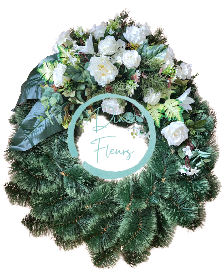 Luxury Artificial Pine Wreath Exclusive Roses, Peonies, Lilies, Hydrangeas, Eucalyptus and Accessories 80cm x 90cm