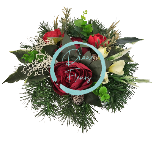 Smútočný aranžmán betonka umelé peonie pivónie a doplnky Ø 28cm x 15cm