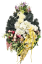Smútočný veniec "Slza" umelé hortenzie, pivonky, chryzantémy, orchidey a doplnky 100cm x 55cm