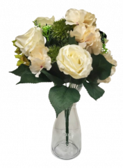 Umjetni buket ruža, hortenzija, čička i dodataka x18 44cm