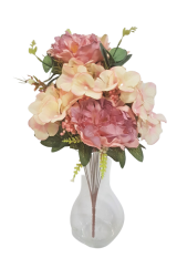 Künstliche Pfingstrosen & Hortensie strauß 48cm Rosa