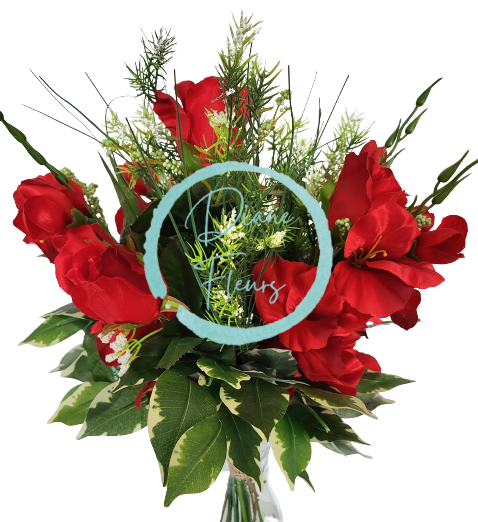 Buchet de trandafiri, gladiole, accesorii Exclusive 53cm flori artificiale