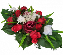 Žalobni aranžman umjetne ruže i dodaci 55cm x 28cm x 16cm