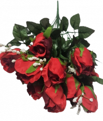 Ruže kytica červená "12" 45cm umelá