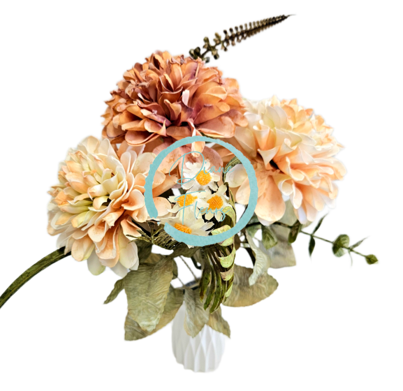 Artificial Dahlias Bouquet x5 30cm Light Brown