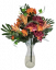 Luxusní umělá kytice chryzantémy, růže, lilie s přízdobami 54cm vínová, oranžová