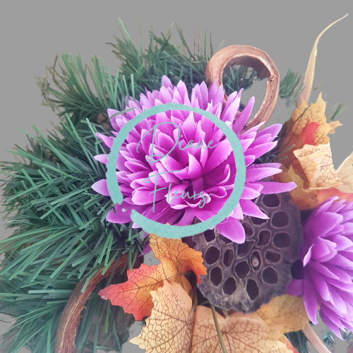 Aranjament crizanteme artificiale și accesorii Ø 28m x 16cm