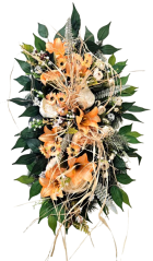 Exkluzív luxus fenyő koszorú baszarózsa, liliomok, kaméliák és kiegészítők 75cm x 45cm