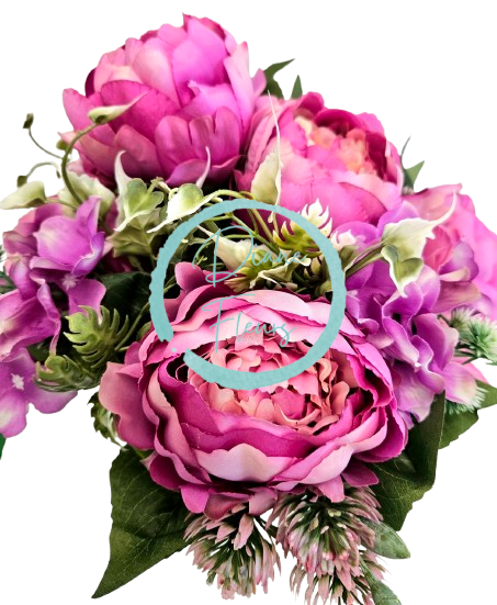 Künstliche Pfingstrosen & Hortensie strauß 46cm Rosa