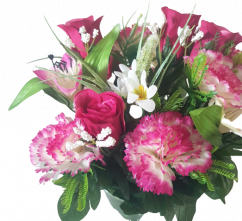Artificial Roses & Alstroemeria & Carnation x18 Bouquet 50cm Burgundy