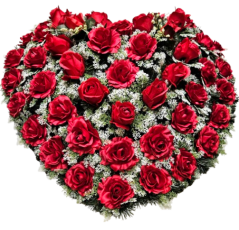 Artificial Wreath Heart Shaped with Roses 80cm x 80cm Red