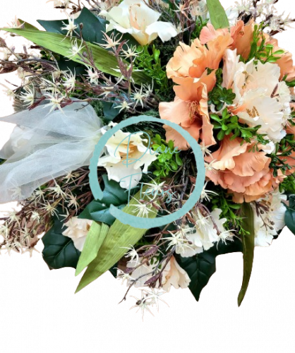 Luxurious artificial pine wreath Exclusive decorated with Iris, Ivy and Accessories 65cm
