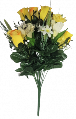 Künstliche Rosen & Alstroemeria & Nelke Strauß x18 Gelb 50cm