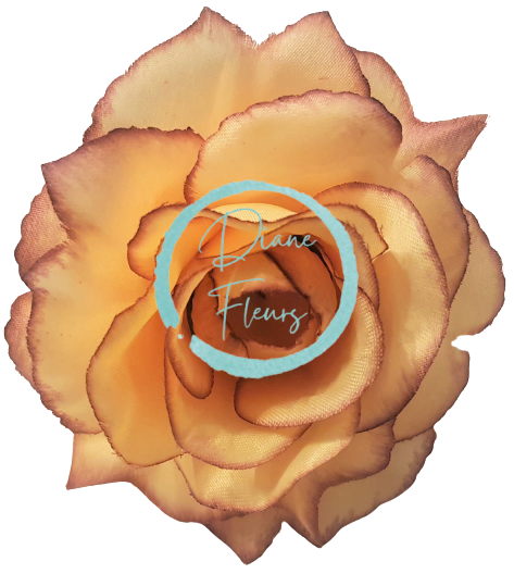 Růže hlava květu O 10cm peach & vínová umělá
