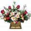 Krásny smútočný aranžmán v tvare srdca betonka exclusive umelé margarétky, ruže, kamélie a doplnky 65cm x 28cm x 35cm