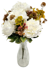 Beautiful artificial Dahlia bouquet and accessories 46cm Cream