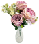 Künstlicher Strauß aus Pfingstrosen, Hortensien und Accessoires 42cm Rosa