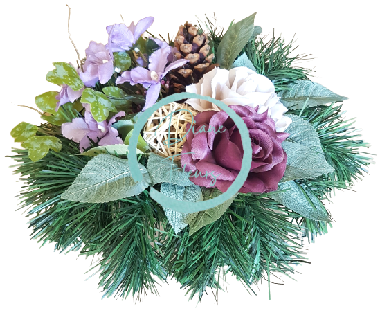 Aranžmán betonka umělé růže & doplňky 28m x 16cm AS225