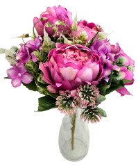 Buchet de bujori & hortensie 46cm flori artificiale roz