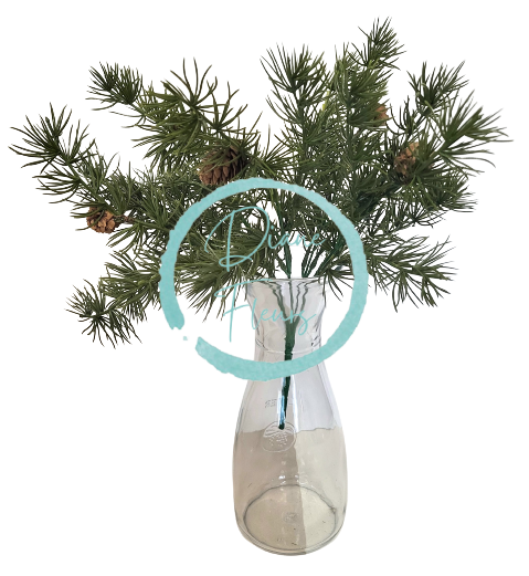 Umělá větev borovice se šiškami x5 35cm zelená - krásné provedení