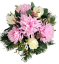 Trauergesteck aus künstlichen Chrysanthemen, Rosen und Accessoires 28cm x 18cm AS1090