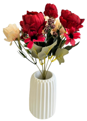 Artificial Peonies Bouquet x7 30cm Red, Peach