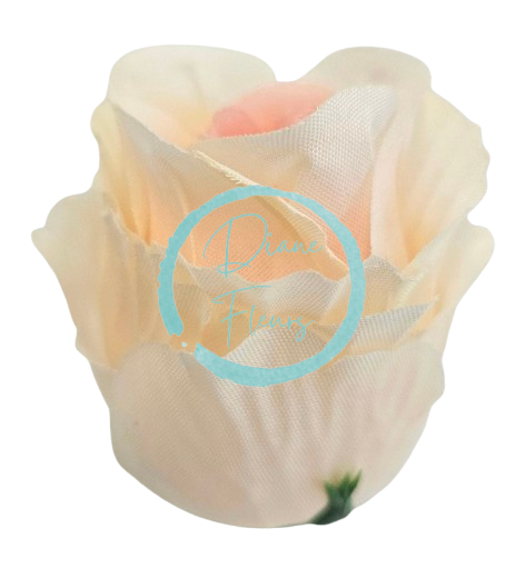 Artificial Rose Bud Head 6cm x 5cm Cream and Pink