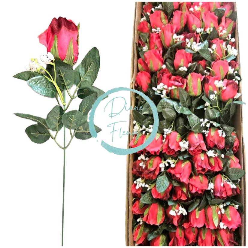 Műrózsa 48cm művirág - az ár 72 db-os csomagra vonatkozik piros
