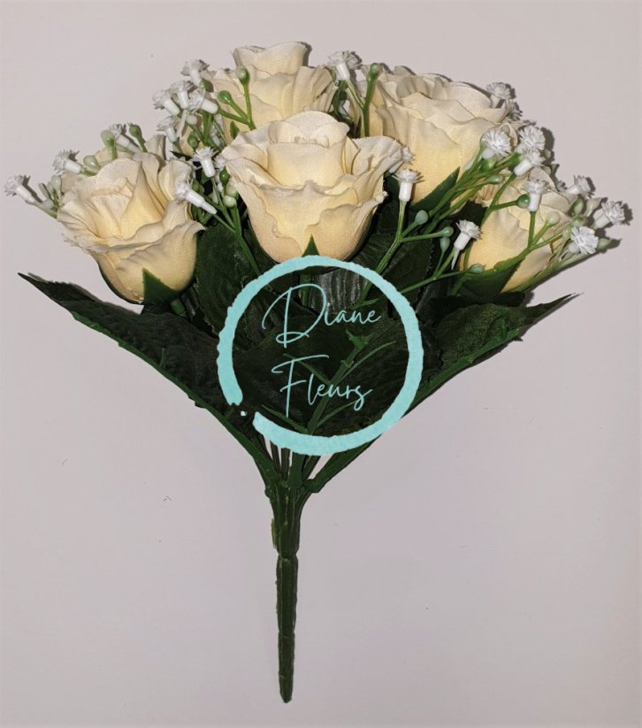 Buchet de trandafiri bej "9" 9,8 inches (25cm) flori artificiale