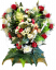Mesterséges Temetési koszorú az állványon "Szív" Rózsák és Bazsarózsa és kiegészítők 45cm x 40cm