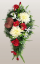 Smútočný aranžmán betonka umelé ruže, dálie, margarétky a doplnky 60cm x 30cm x 20cm