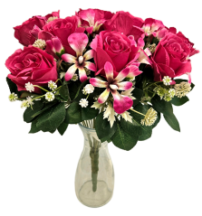 Umelá veľká kytica ruží 46cm červená