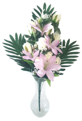 Ruža & Lalia kytica x18 fialová, biela 62cm umelá