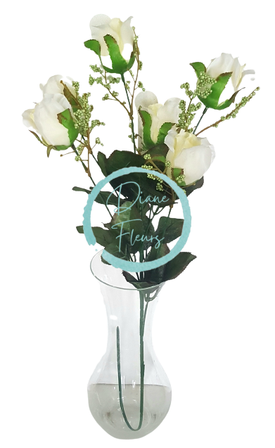 Artificial Roses Flower x6 78cm Cream