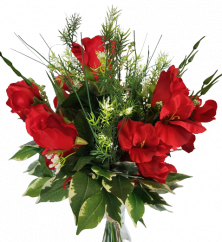 Vezani šopek vrtnic Exclusive, gladiole, dodatki 53 cm umetno