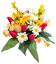 Aranžmán v plechovom kvetináči umelé tulipány, margaréty, zlatý dážď, veľkonočné vajíčka a doplnky Ø 43cm