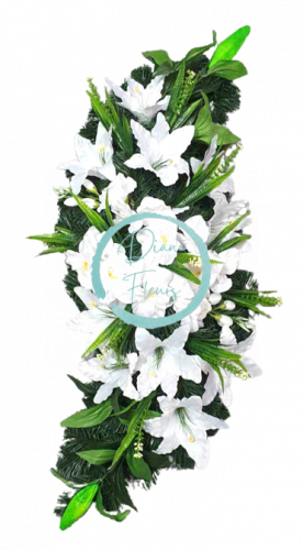 Sympathy Wreath with Artificial Lilies 100cm x 35cm white, green