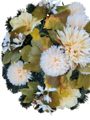 Smútočný veniec "kruh" umelé chryzantémy, dahlie a doplnky Ø 40cm