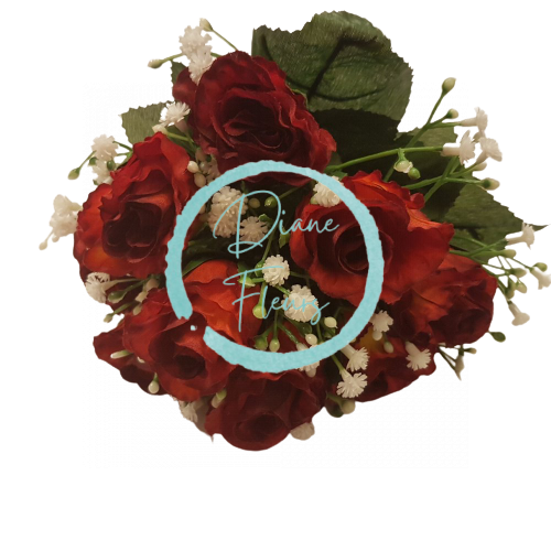 Künstliche Rosen-roter Blumenstrauß "9" 9,8 Zoll (25cm)